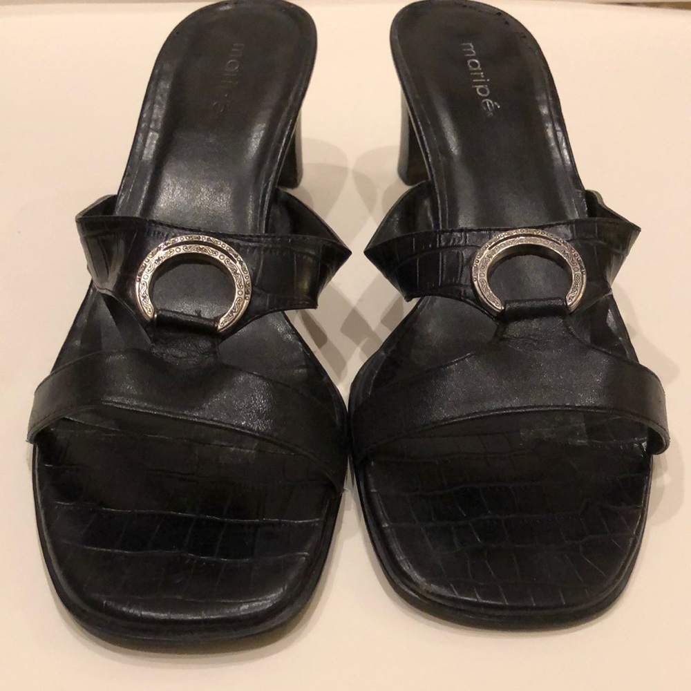 MARIPE Black Heeled Sandal Size 10